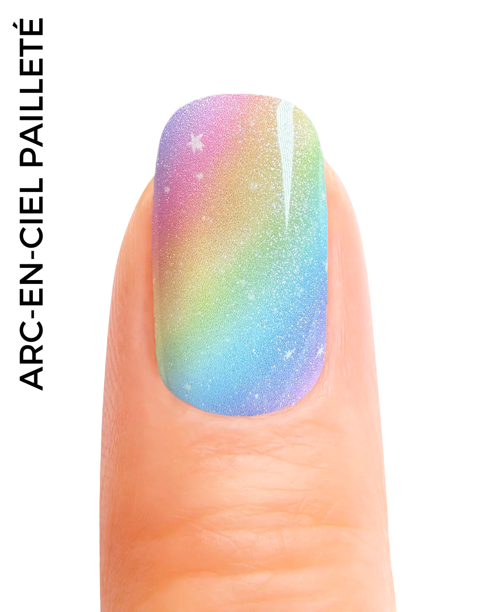 Stickers ongles en gel Dazura arc-en-ciel pailleté aux reflets multicolores