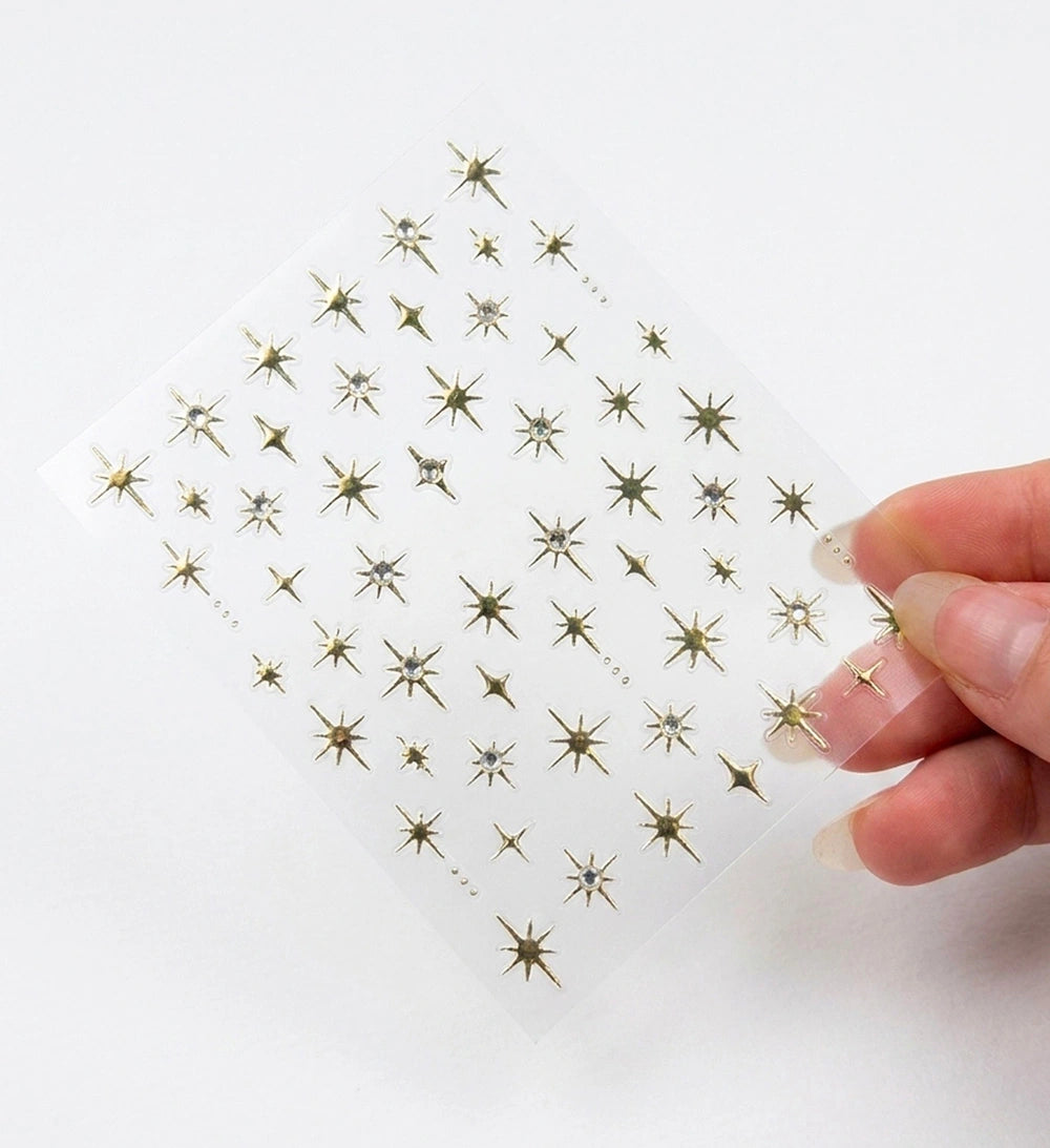 Stickers décoratifs étoiles dorées et strass