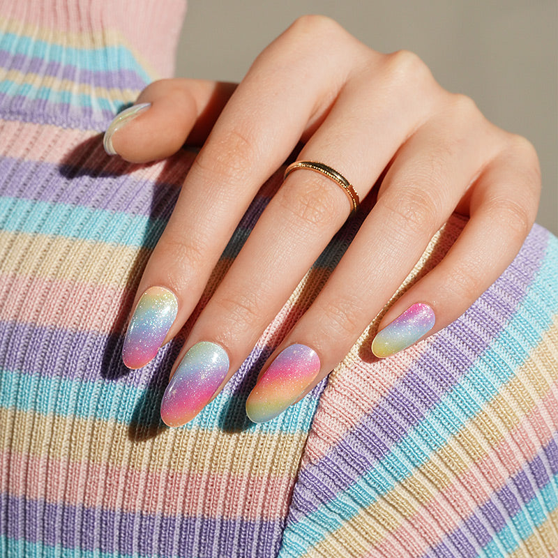 Stickers ongles en gel Dazura arc-en-ciel pailleté aux reflets multicolores