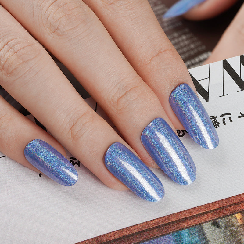 Stickers ongles en gel Dravena Geeli House bleu profond à reflets holographiques