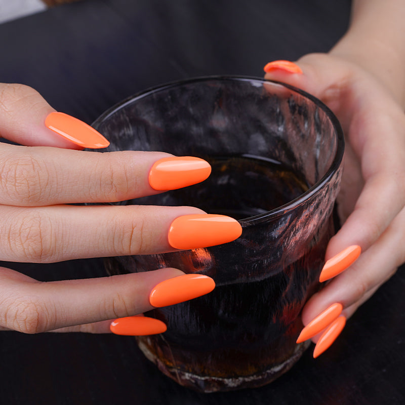 Stickers ongle gel orange fluo brillant