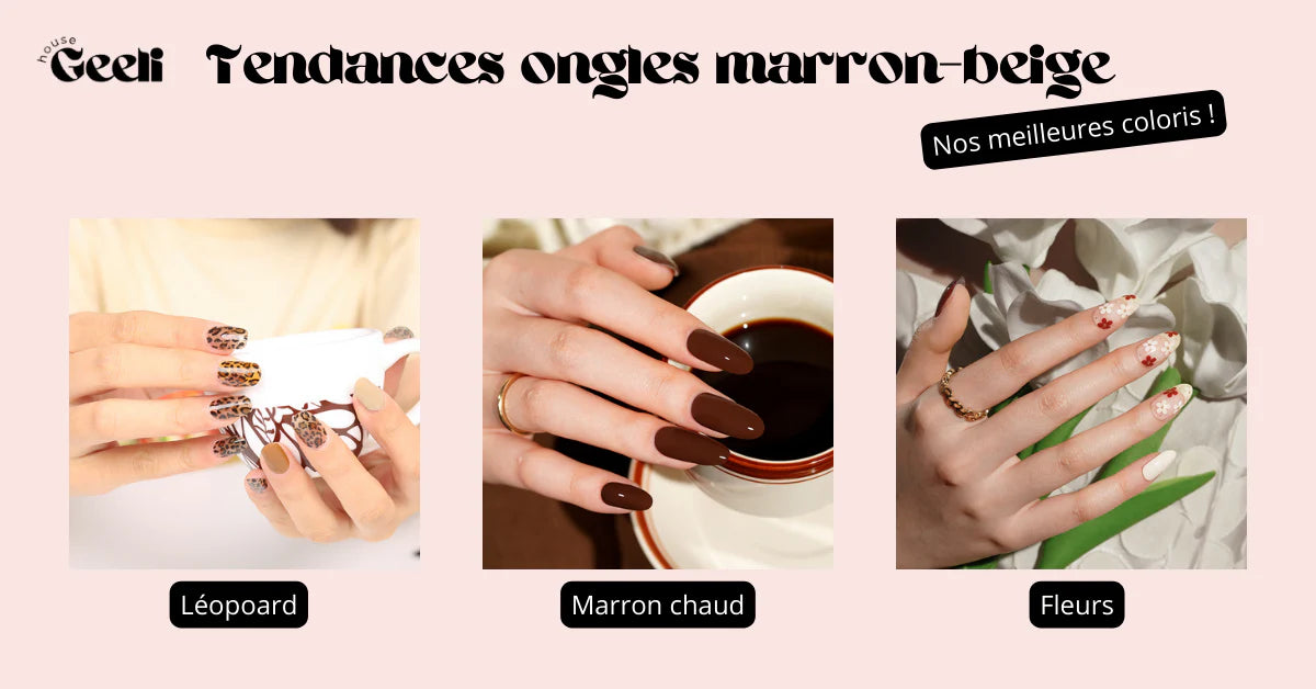 ongle gel marron beige