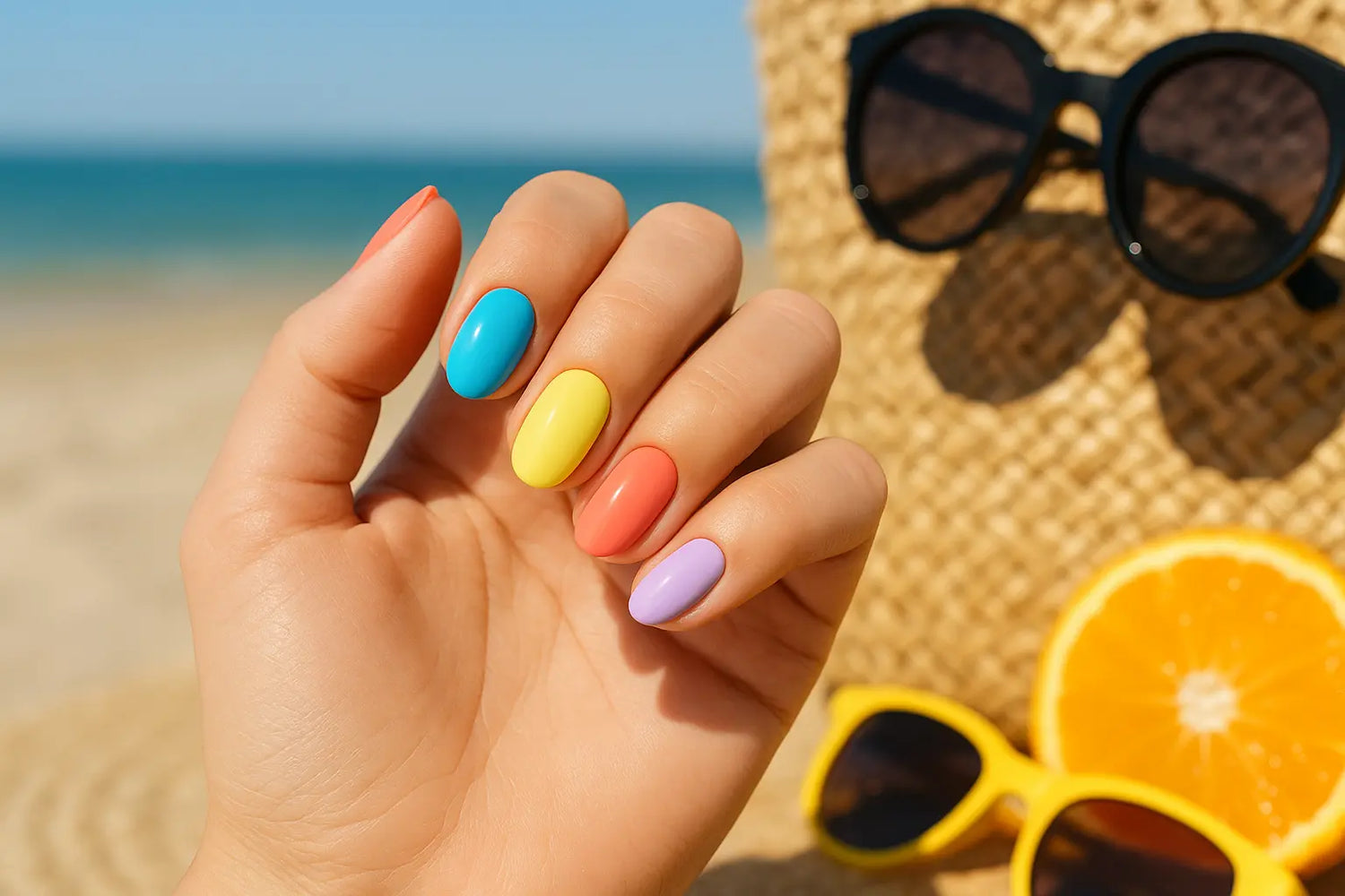 ongle en gel couleur été