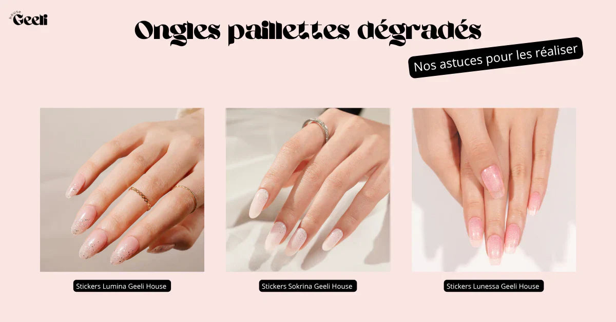 ongles paillettes dégradé