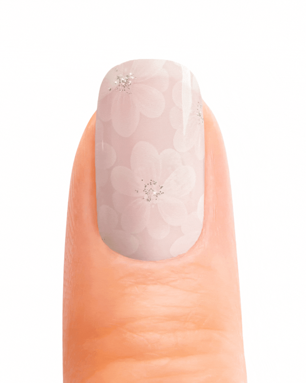 Stickers ongles en gel Bejalia Geeli House avec fleurs rosées et paillettes discrètes