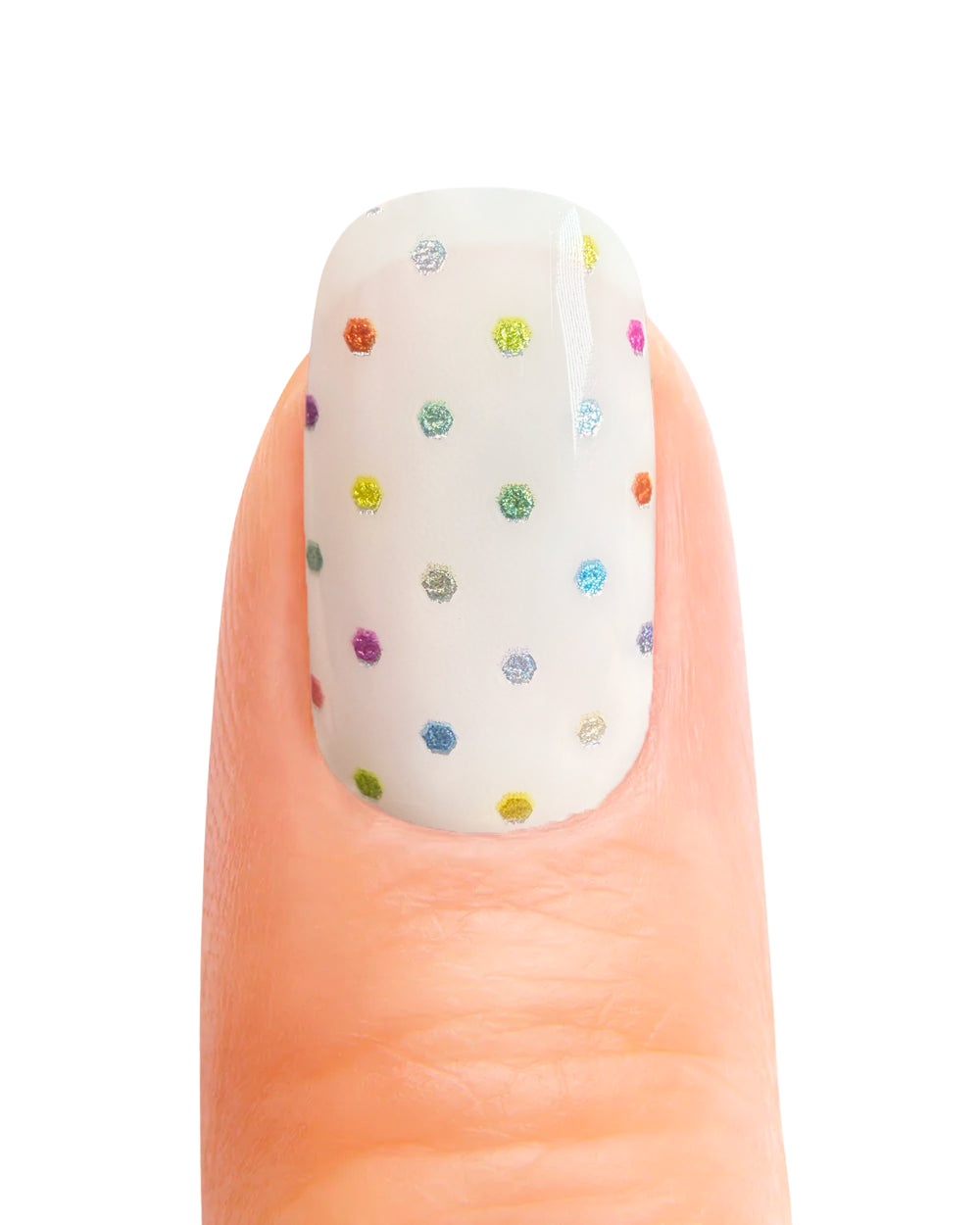 Stickers ongles en gel Confelya Geeli House avec base blanche translucide et confettis colorés irisés