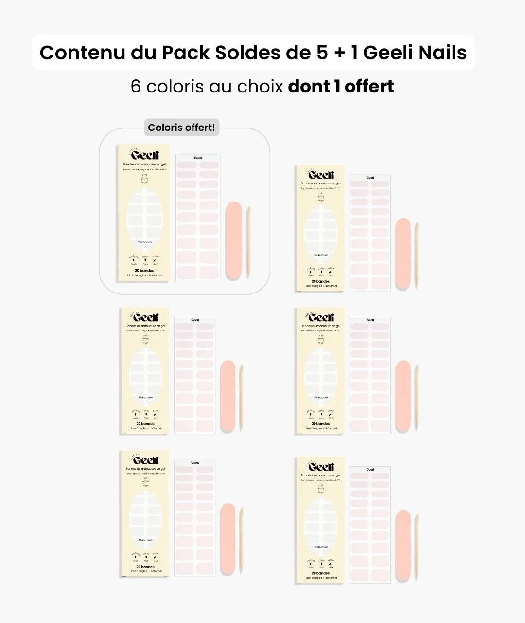 Pack Soldes de 5 + 1 Geeli Nails