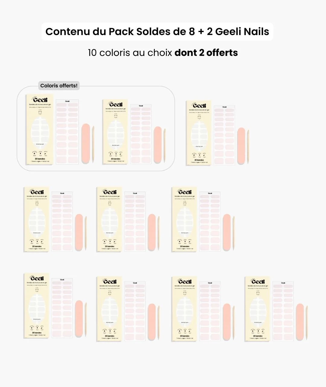 Pack Soldes de 8 + 2 Geeli Nails