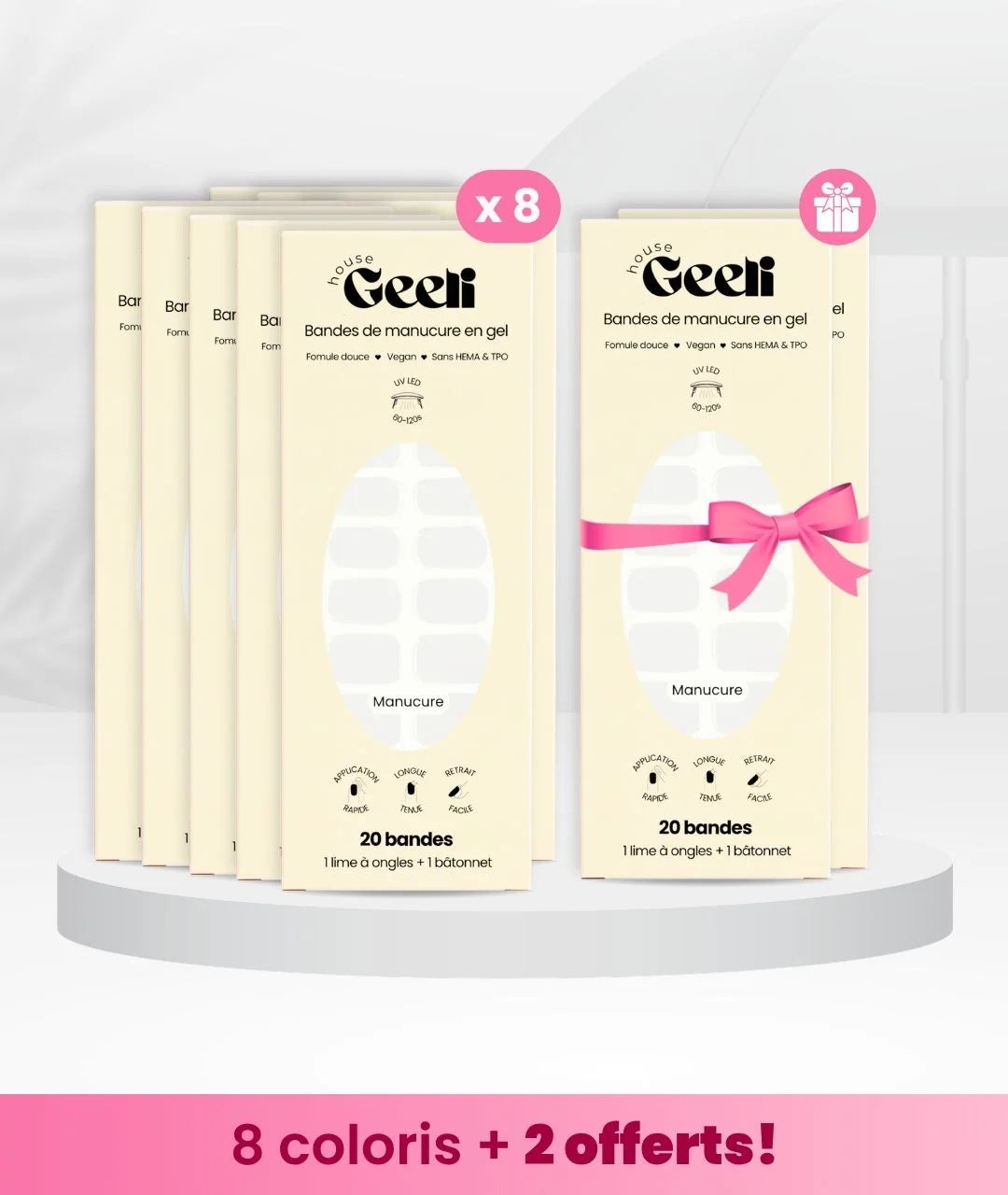 Pack Soldes de 8 + 2 Geeli Nails