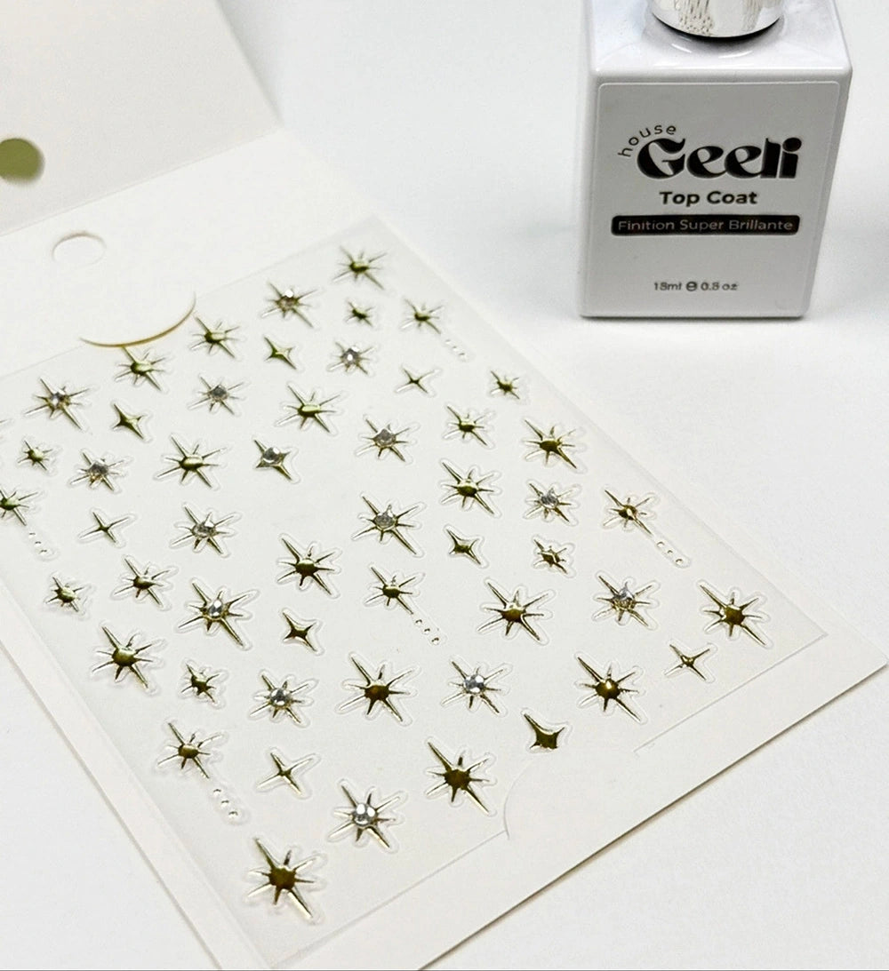 Stickers décoratifs étoiles dorées et strass
