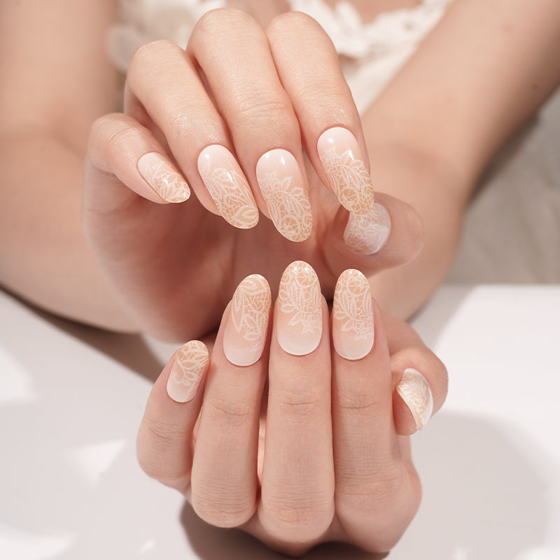 Stickers ongles en gel Osiano Geeli House nude transparent motif floral pailleté élégant